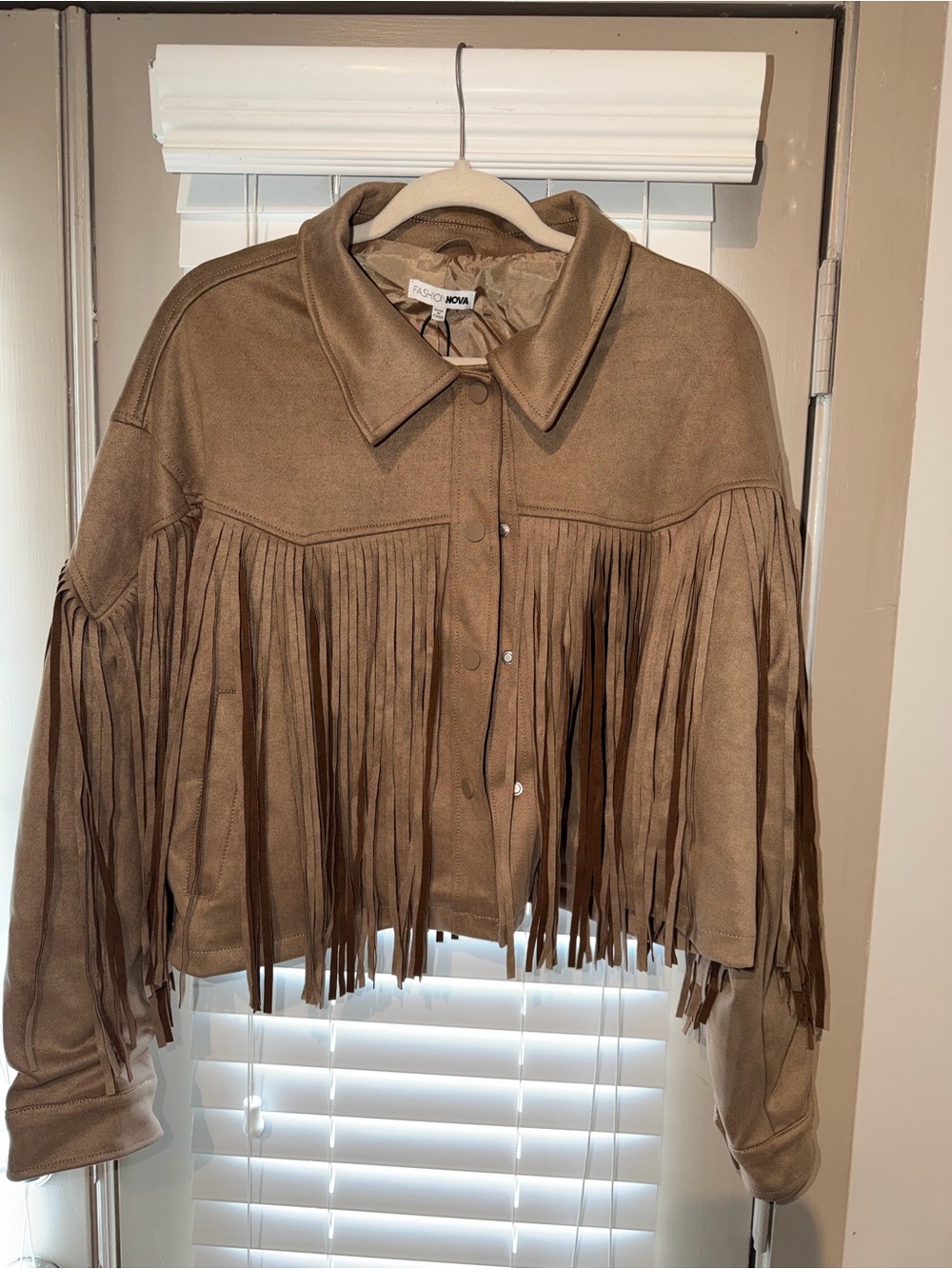 Fashion Nova Brown Fringe-Trim Suede Mini Skirt SET - Picture 4 of 8